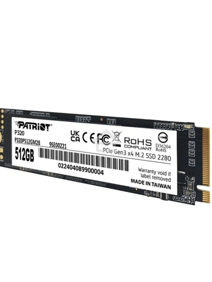 Накопитель SSD Patriot P320, 512GB, PCIe 3.0 x4, M.2 2280, NVMe, R/W 3000/2200