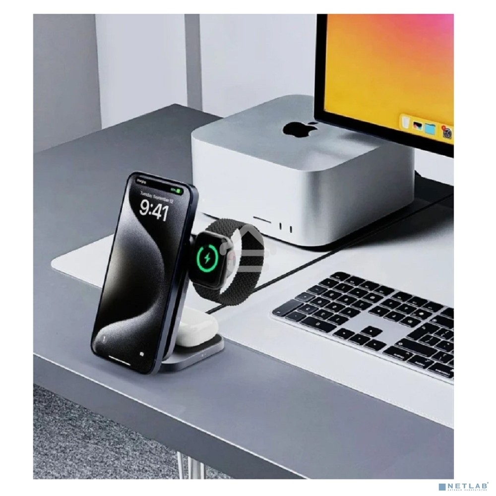 Беспроводное зарядное устройство Aukey LC-MC312 3in1 Travel Qi2