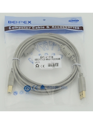 Кабель USB 2.0 PRO Am-Bm /Экран, покрытие Gold flash, 2x ферритовых фильтра 3м
