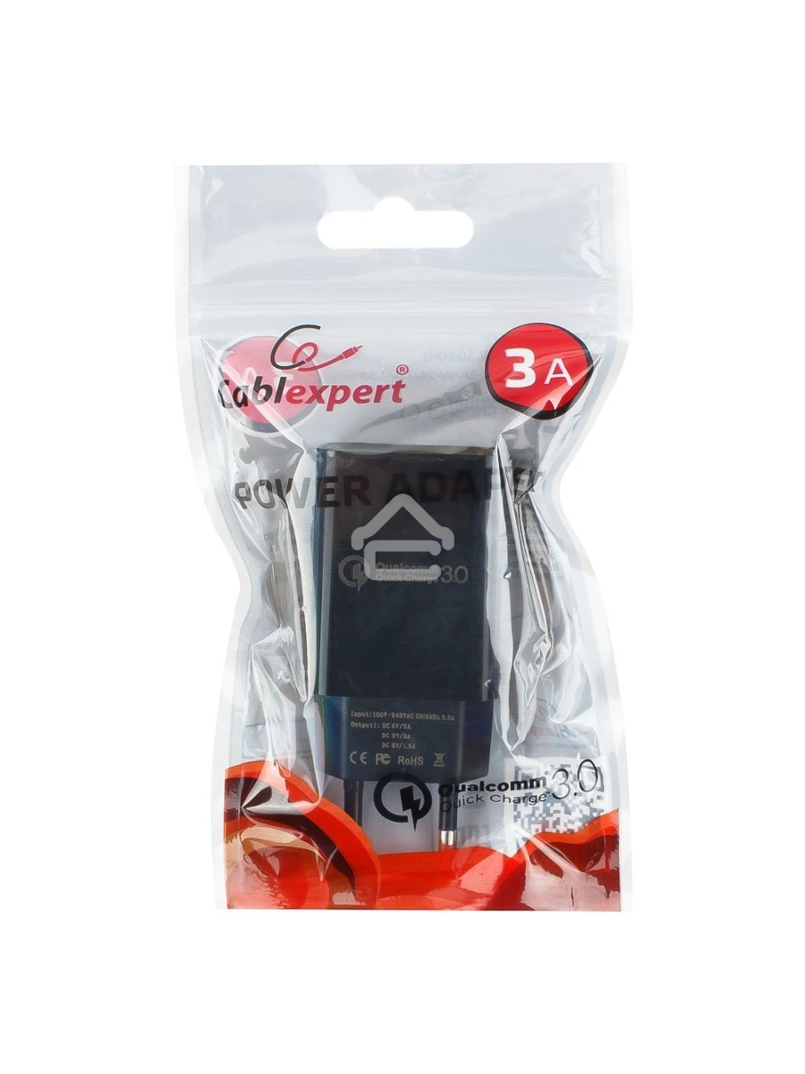 Адаптер питания Cablexpert MP3A-PC-17, QC 3.0, 100/220V - 1 USB порт 5/9/12V, черный