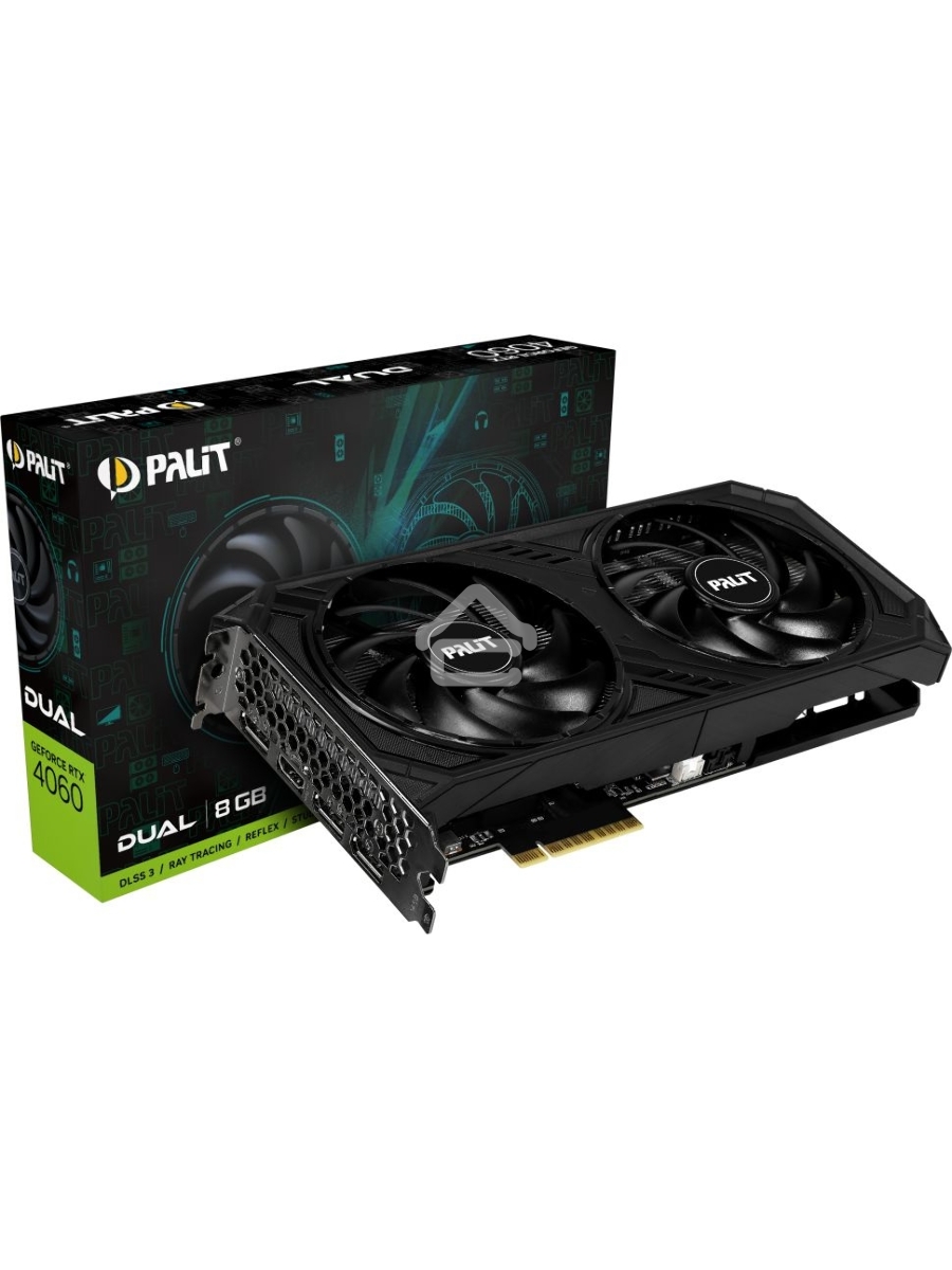 Видеокарта Palit PA-RTX4060 DUAL 8GB 8192Mb 128 GDDR6 1830/17000 HDMIx1 DPx3 HDCP Ret