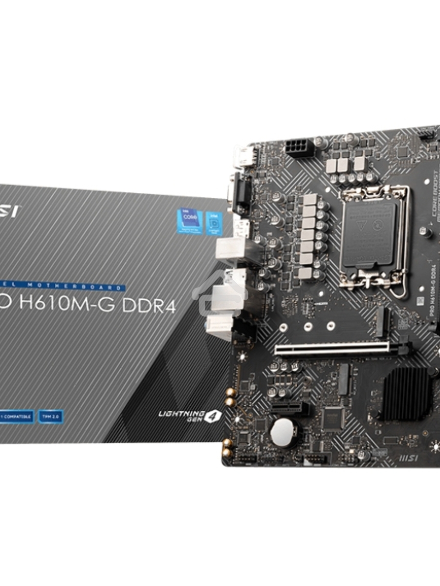 Материнская плата MSI PRO H610M-G, LGA 1700, Intel H610, 2xDDR5, 4xSATA, 1xM.2, 1xPCIe 4.0 x16, 1xPCIe 3.0 x1, 1xHDMI, 1xDP, 1xVGA, 1xRJ45 1Gb, 2xUSB-A 3.2 Gen 1, 4xUSB-A 2.0, 3x3.5мм, 7.1, mATX