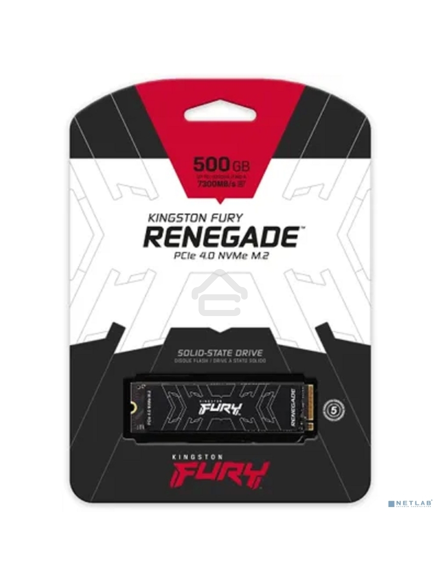 Накопитель SSD Kingston Fury Renegade, 500Gb, PCIe 4.0 x4, M.2 2280, NVMe, R/W 7300/3900, с радиатором