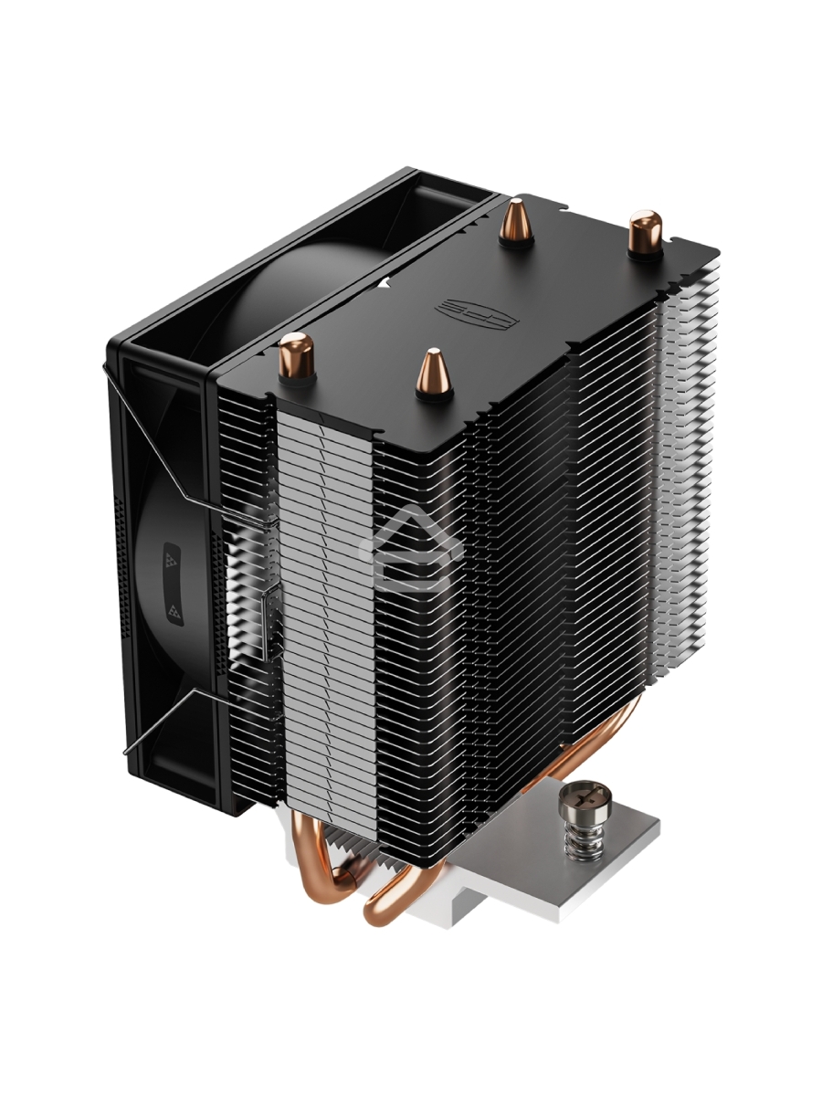 Кулер для процессора PCCooler R200 S115X/1200/1700/AM4/AM5 (TDP 110W, 90mm Non LED Fan, 2 тепловые трубки 6мм, 2200RPM, 28,3dBa)