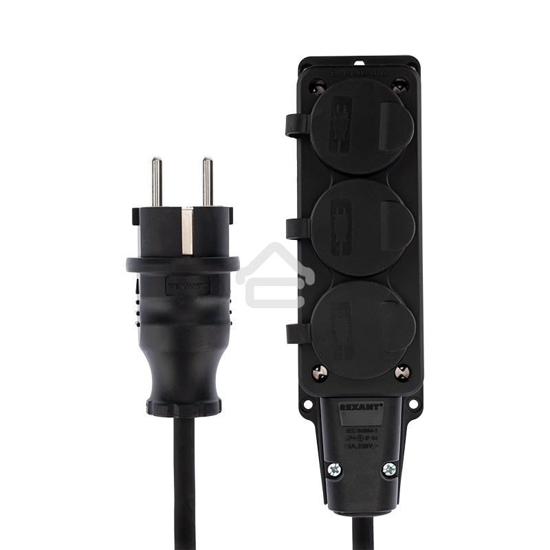 Удлинитель-шнур на рамке Rexant КГ 3х1.5, 30 м, 3 гнезда, морозостойкий, с/з, 16 А, 3500 Вт, IP44 (Сделано в России)