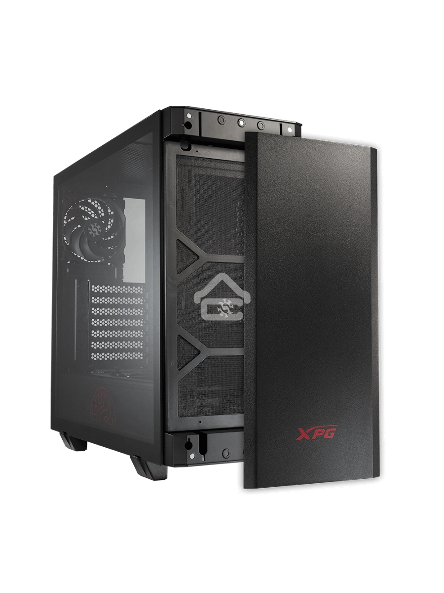 Компьютерный корпус XPG INVADER-BLACKCOLOR BOXWORLDWIDE (ATX, подсветка ARGB, 2 вентилятора 120мм, стеклянная боковая панель, черный)