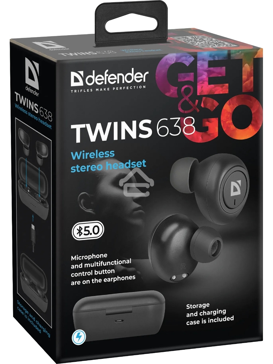 Гарнитура Defender TWINS 638 черный