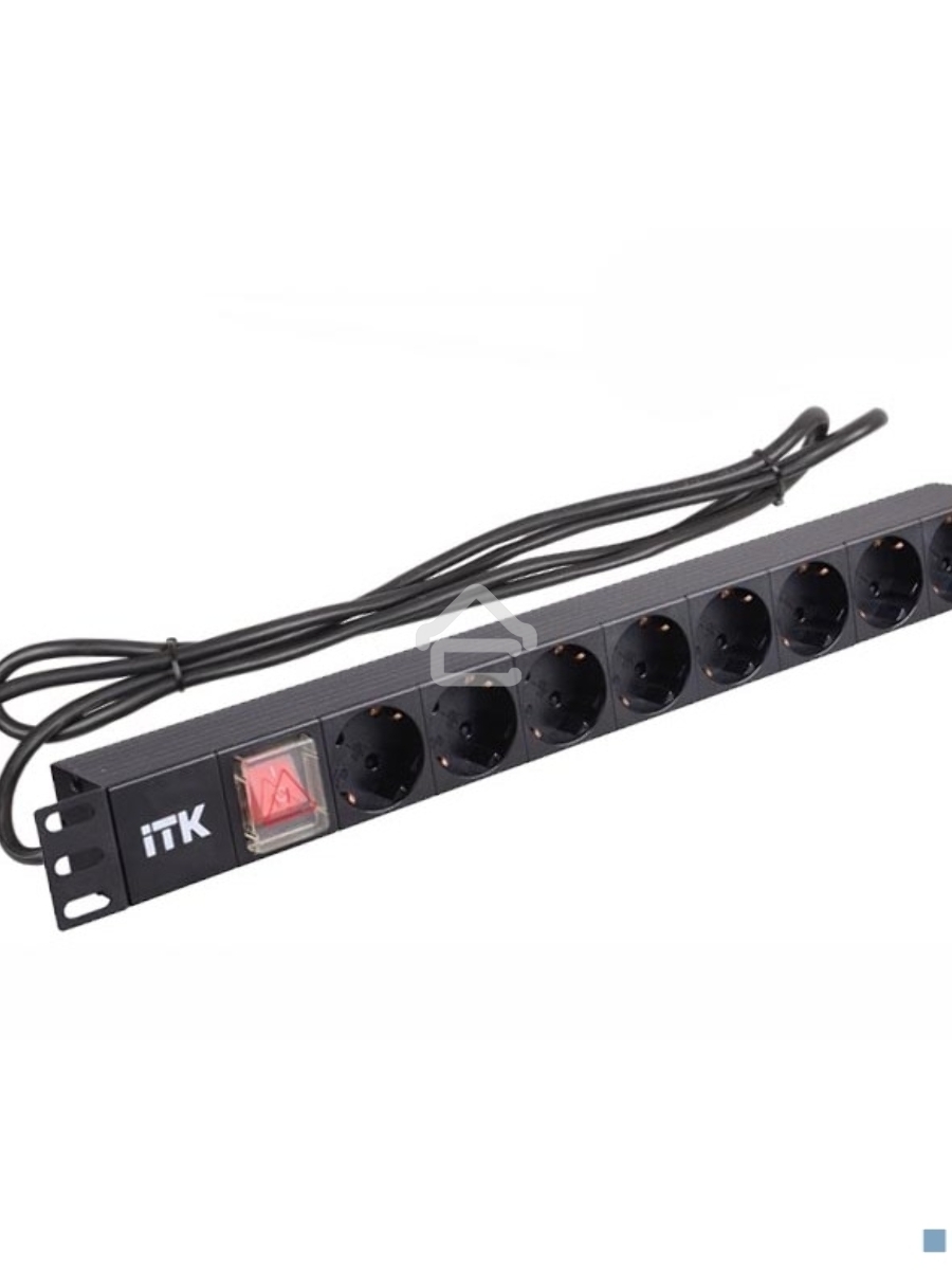 Блок розеток 19 (8шт)PDU с LED выкл.алюм.профиль 1U шнур 2м вилка DIN49440 (нем.станд.)  PH12-8D1  ITK