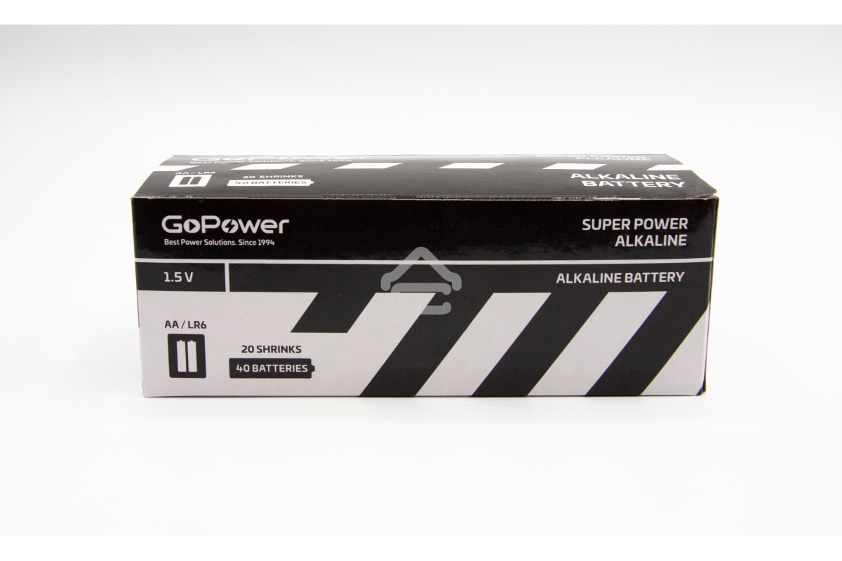 Батарейка GoPower LR6 AA Shrink 2 Alkaline 1.5V (2/40/800) коробка (40 шт.)