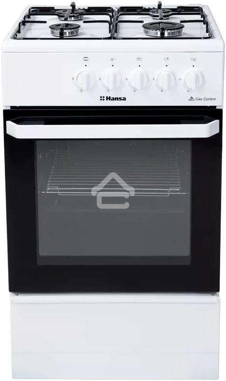 Плита газовая Hansa FCGW510029A белый, конфорок 4 газовых, духовка 53 л, 50 см x 85 см x 57 см