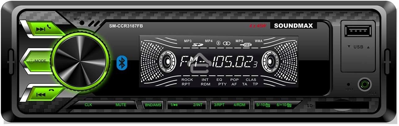 Автомагнитола Soundmax SM-CCR3187FB 1DIN 4x45Вт (SM-CCR3187FB черный \G)