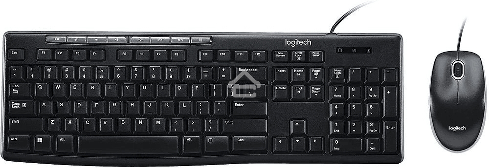 Комплект Logitech Desktop MK200 цвет черный, клавиатура 112 клавиш (8 мультимедиа), USB 1.8м, мышь 1000dpi, USB 1.8м, RTL