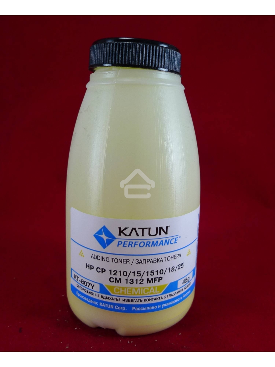 Тонер HP CP 1210/15/1510/18/25/CM 1312 MFP Yellow, химический (фл.45г.) Katun фас. Россия