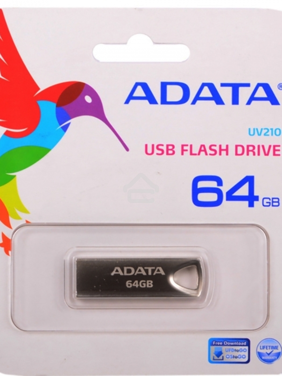 Флеш диск 64GB ADATA UV210, USB 2.0, Металлич. Серебро