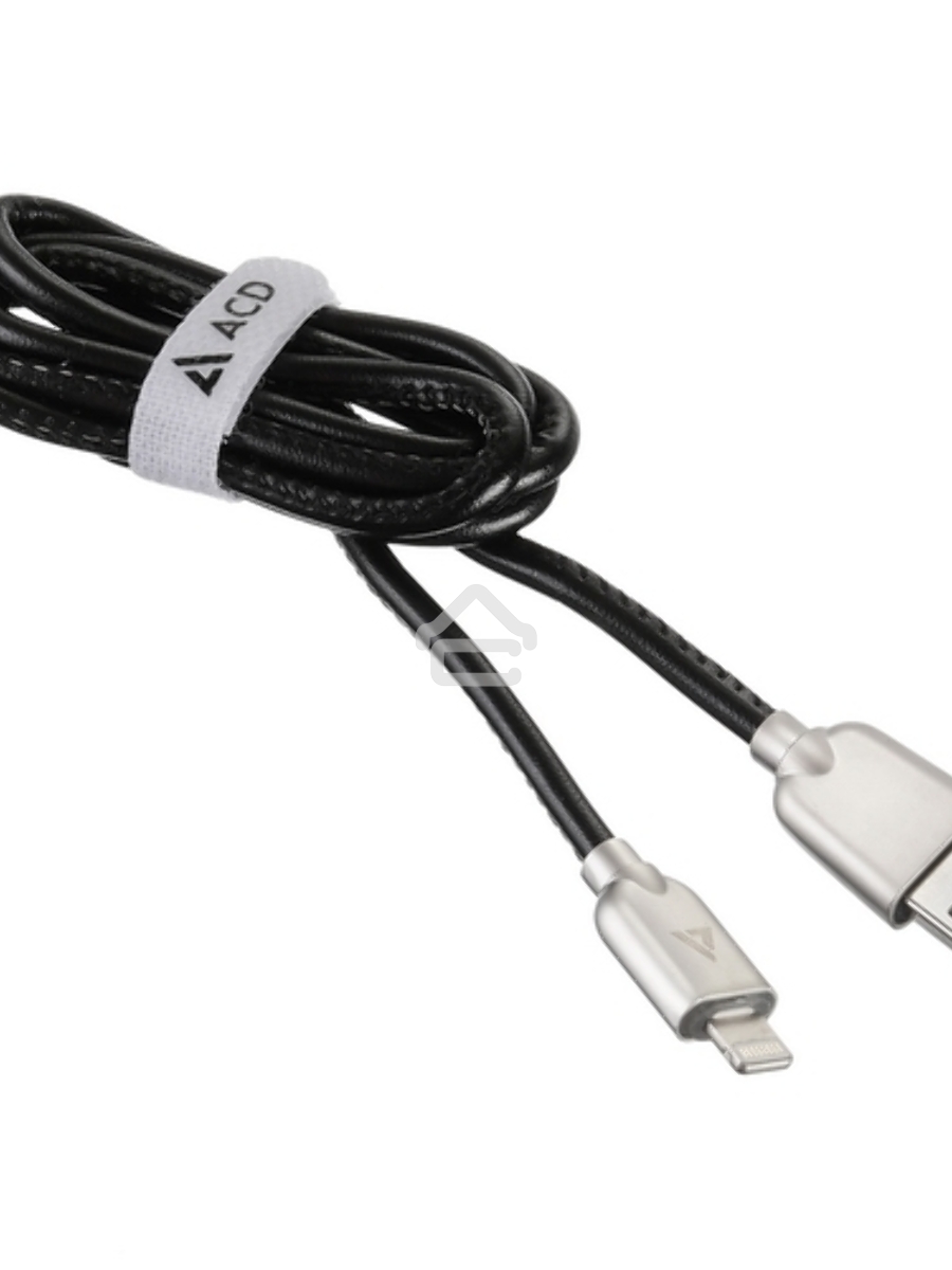Кабель USB ACD-Allure Lightning ~ USB-A Кожа, 1м, черный (ACD-U926-P5B)