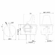Выключатель клавишный Rexant круглый 12V 16А (3с) ON-OFF синий с подсветкой