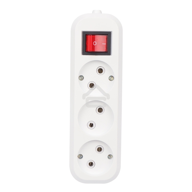 Колодка Rexant 3 гнезда с кнопкой без заземления