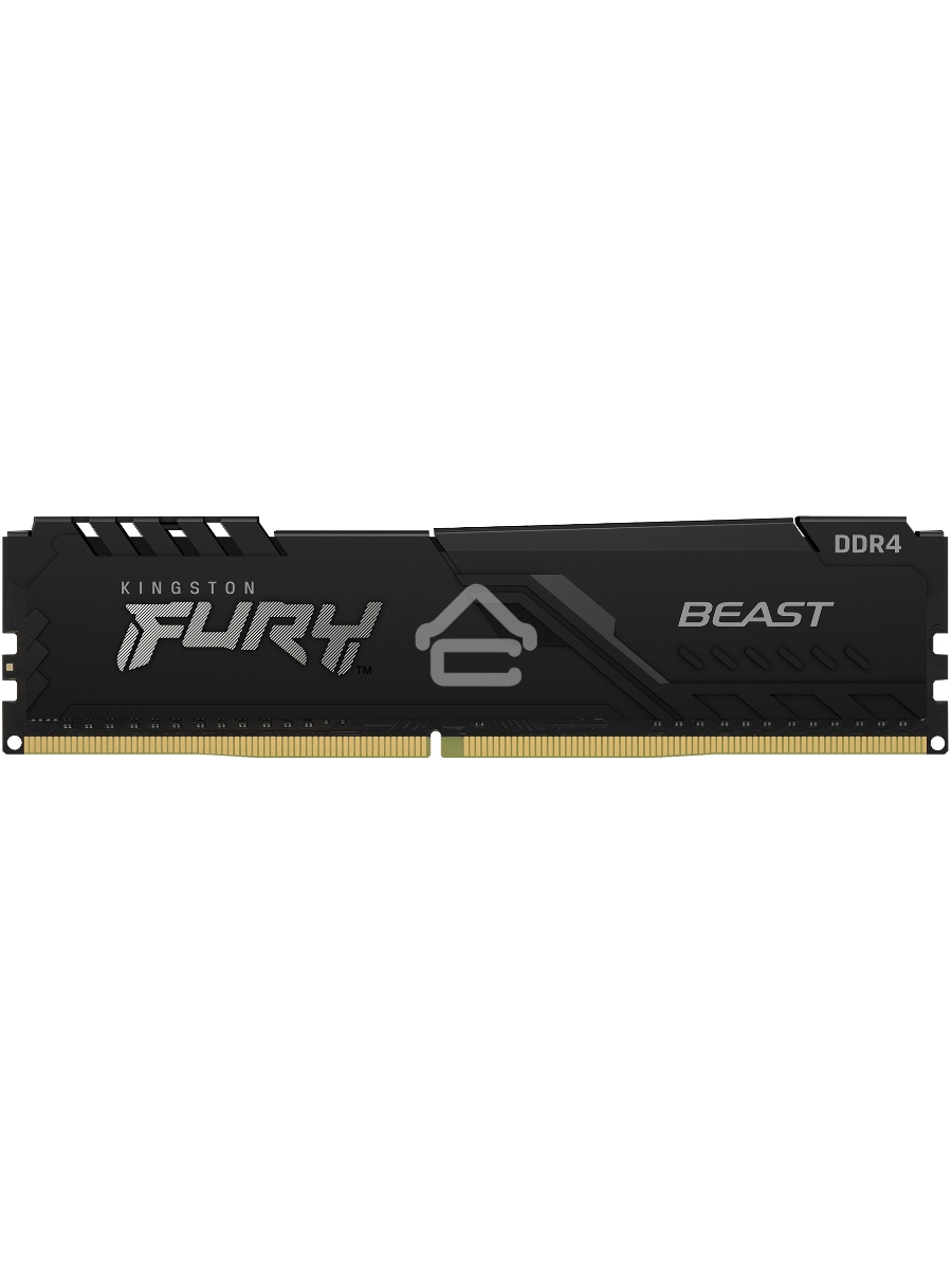 Оперативная память Kingston Fury Beast, DDR4, 16GB (1x16GB), 3200MHz, CL16, DIMM, с радиатором, чёрный