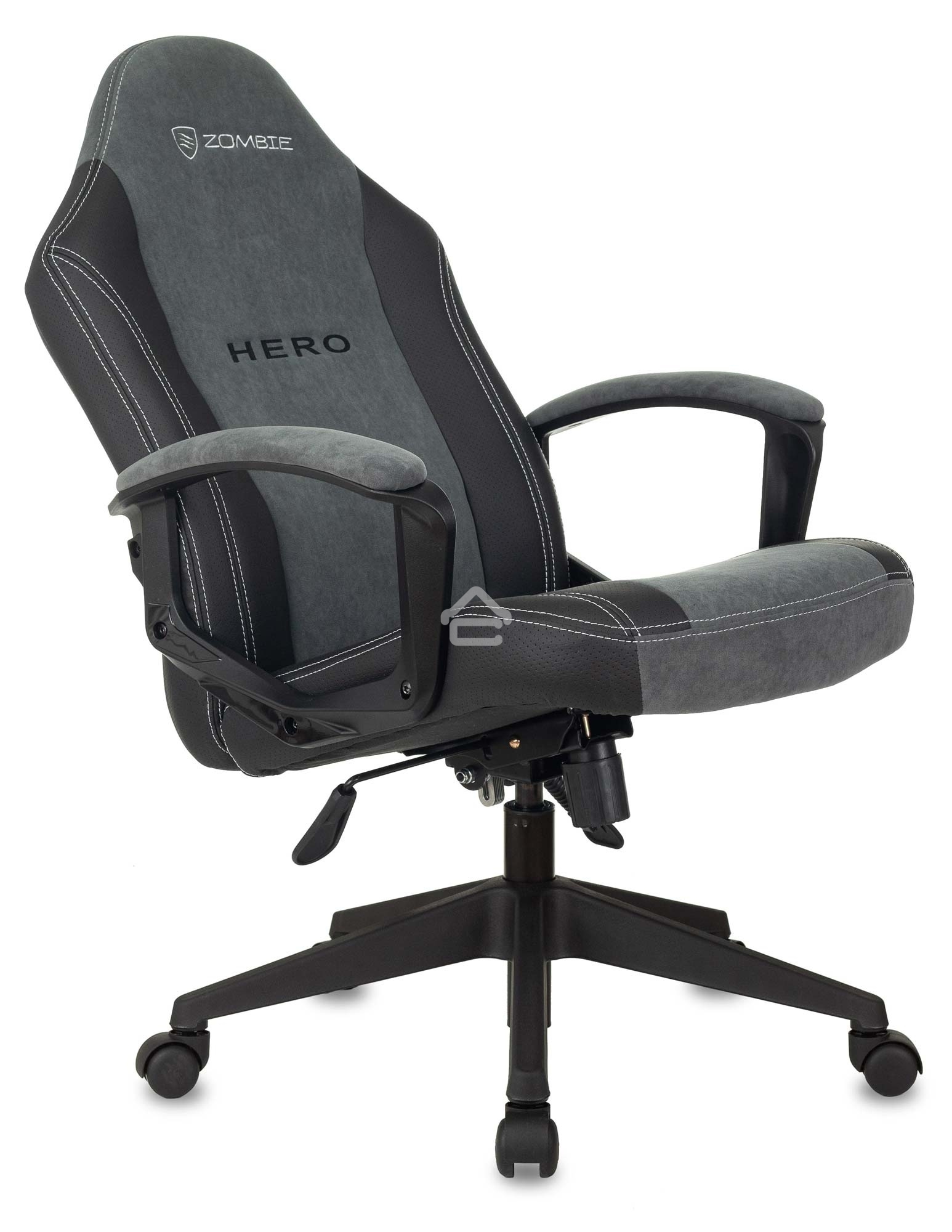 Кресло игровое Бюрократ Zombie Hero серый текстиль/эко.кожа крестов. пластик