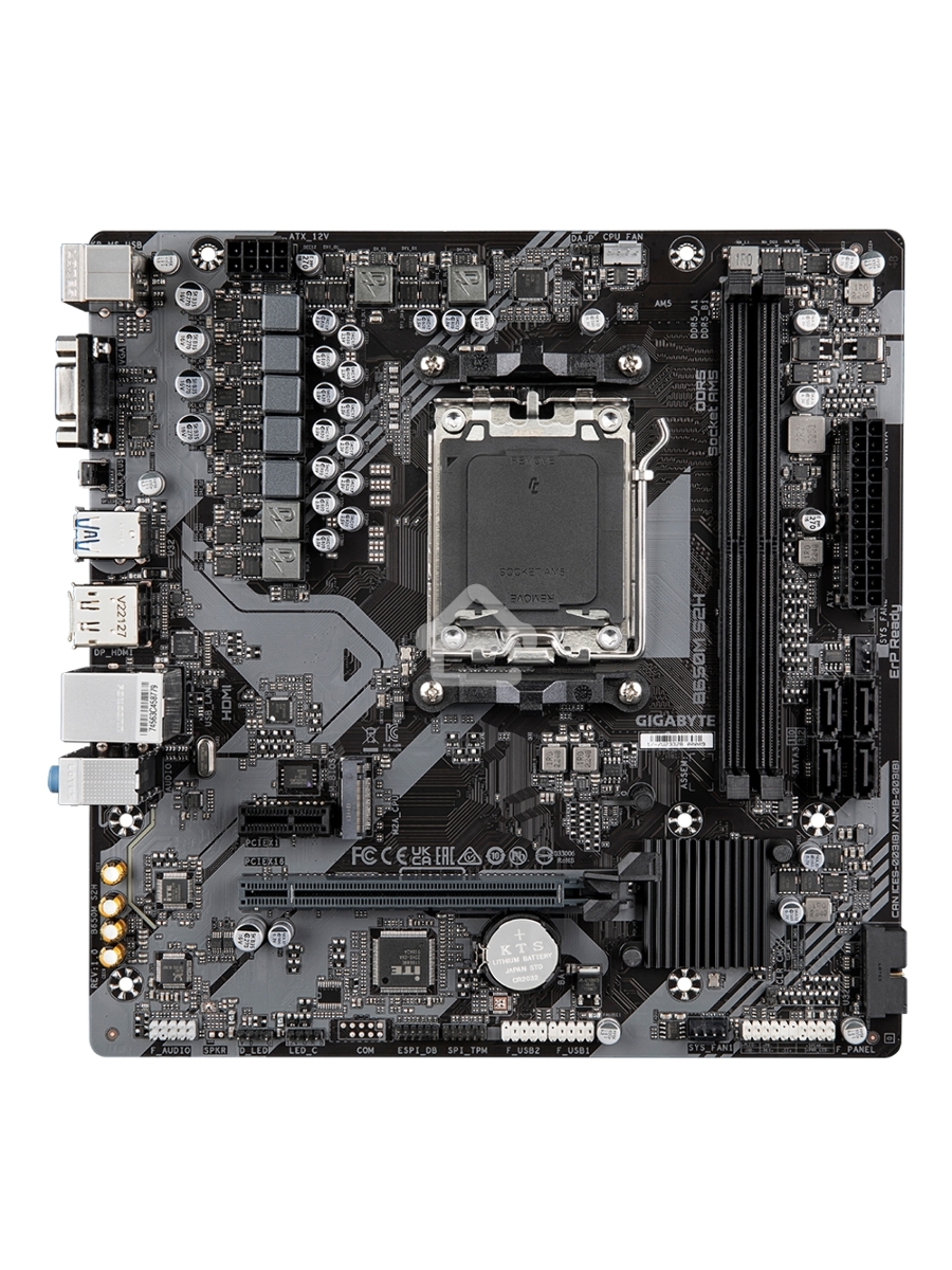 Материнская плата Gigabyte B650M S2H (V1.2), AM5, AMD B650, 2xDDR5, 4xSATA, 1xM.2, 1xPCI-E 4.0 x16, 3xUSB-A 3.2 Gen 1, 1xUSB-C 3.2 Gen 1, 1x 1Gb LAN, 3x3.5 мм, 7.1, Micro-ATX