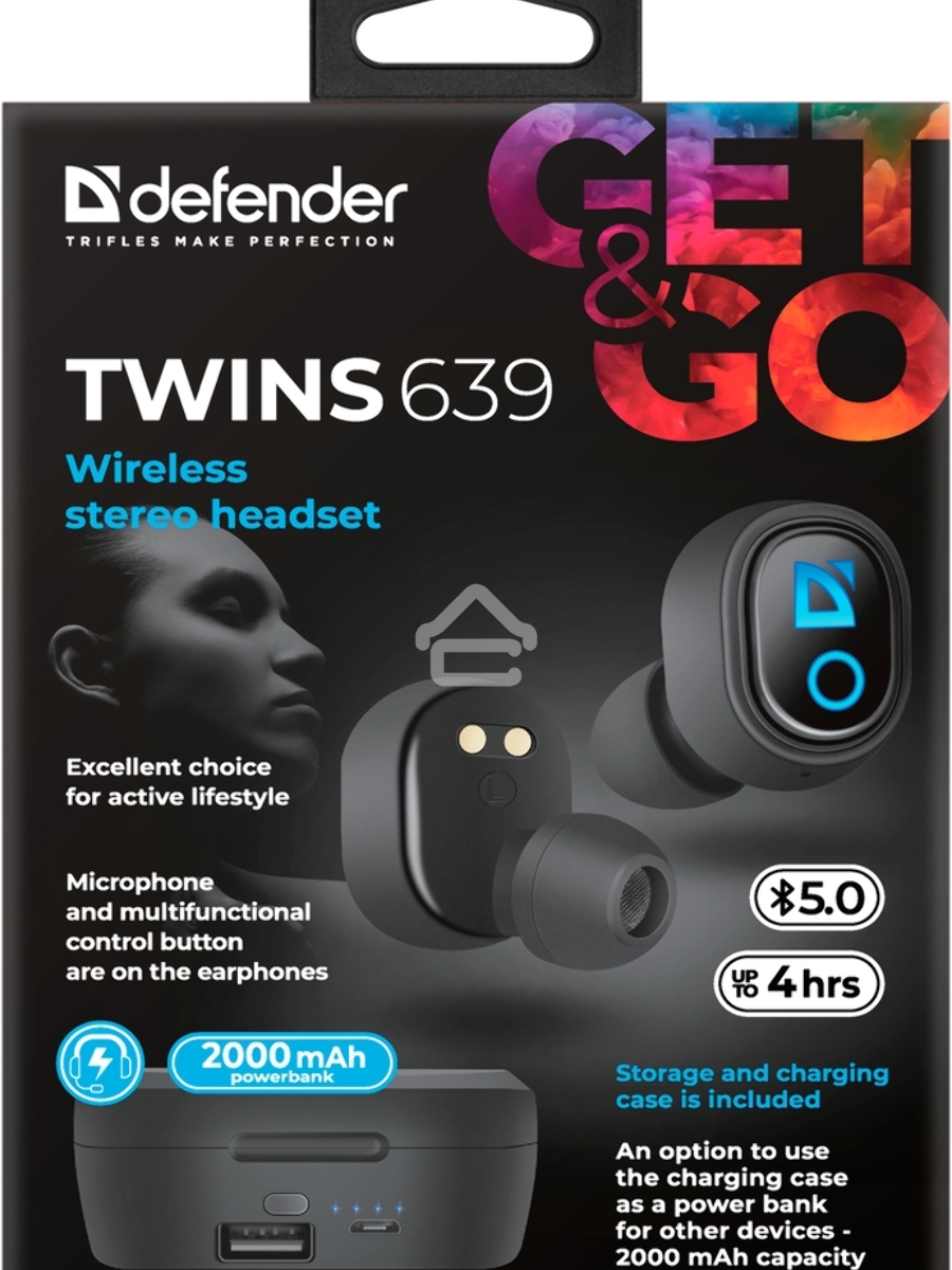Гарнитура Defender TWINS 639 черный