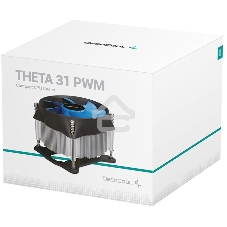 Кулер для процессора DEEPCOOL THETA 31 PWM 1700 черный/синий, 92 мм, алюминий/медь, 2400 об/мин, 30.3 дБ, 4 pin, 95 Вт, 66 мм