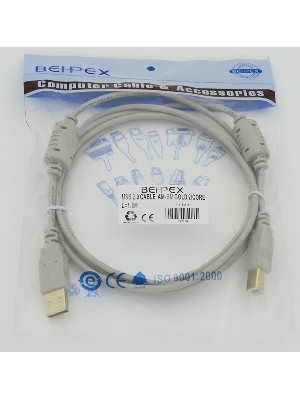 Кабель USB 2.0 Gold 2/Core Am-Bm /Экран 2x ферритовых фильтра 1.8м