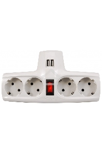 Разветвитель ZIS Pilot T USB, 4 розетки (евро с заземлением), 2*USB