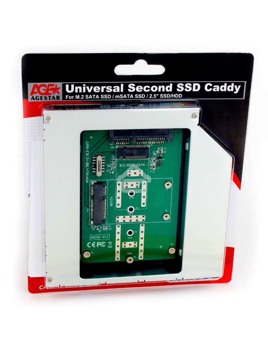 Сменный бокс для HDD/SSD AgeStar SMNF2S SATA металл серебристый 2.5