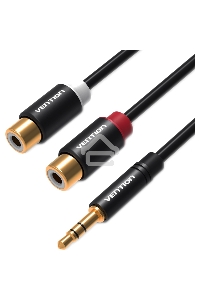 Переходник-разветвитель Vention гибкий Jack 3.5 mm M/2RCA F - 0.3 м Чёрный