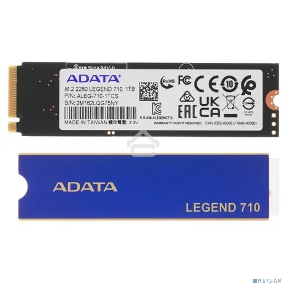 Накопитель SSD ADATA LEGEND 710, 1Tb, PCIe 3.0 x4, M.2 2280, NVMe, R/W 2400/1800, с радиатором