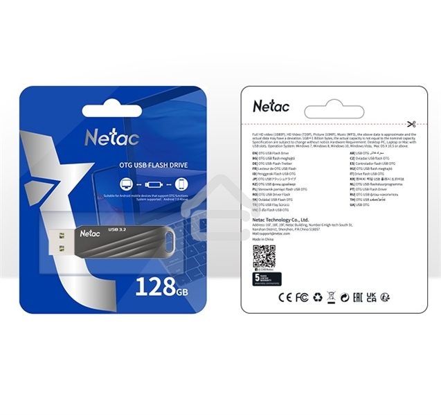 Флешка USB Netac US11 128Gb USB 3.0+TypeC Dual Flash