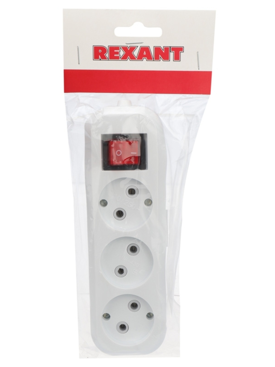 Колодка 3 гнезда с заземлением Rexant