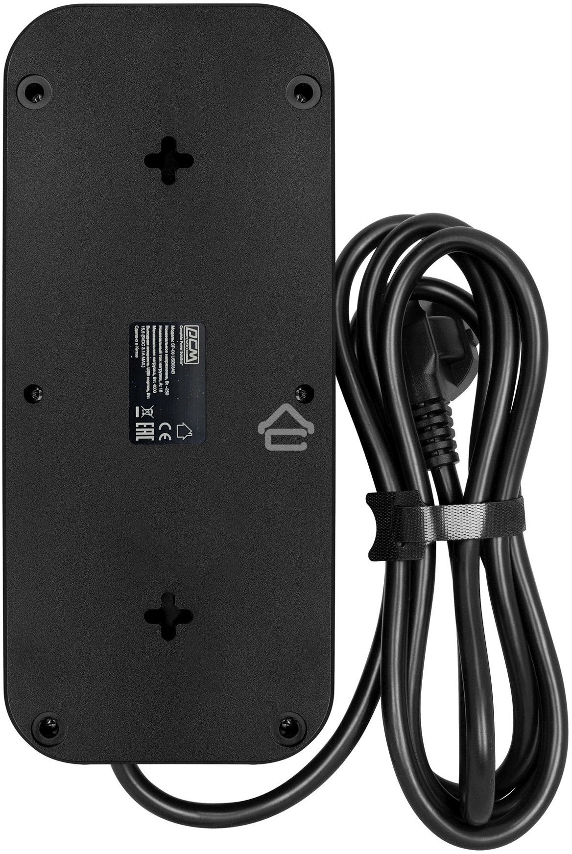 Сетевой фильтр Powercom SP-08 USB03AB 3,0 m 3.0м, 8 розеток, черный, коробка