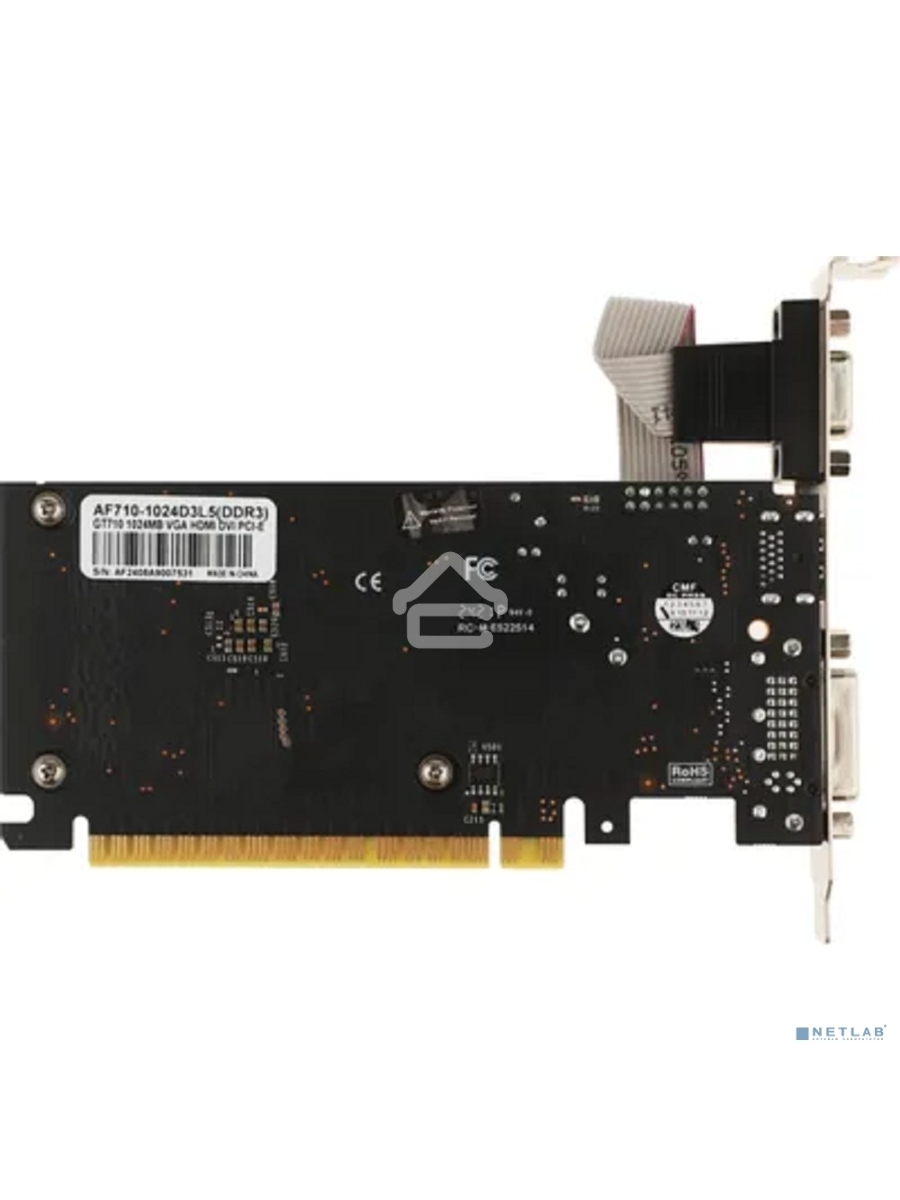 Видеокарта AFOX AF710-1024D3L5 GT710 1GB DDR3 64BIT DVI HDMI VGA LP HEATSINK RTL