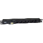 Блок ITK PDU 6 розеток DIN49440 (нем. cтанд.), с автоматом на 10А,1U, без шнура, вх. IEC320 C14, алюминиевый профиль, черный