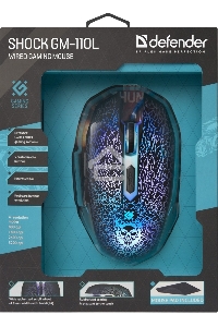Мышь проводная Defender Shock GM-110L черный, 3200 dpi, USB, кнопки - 6
