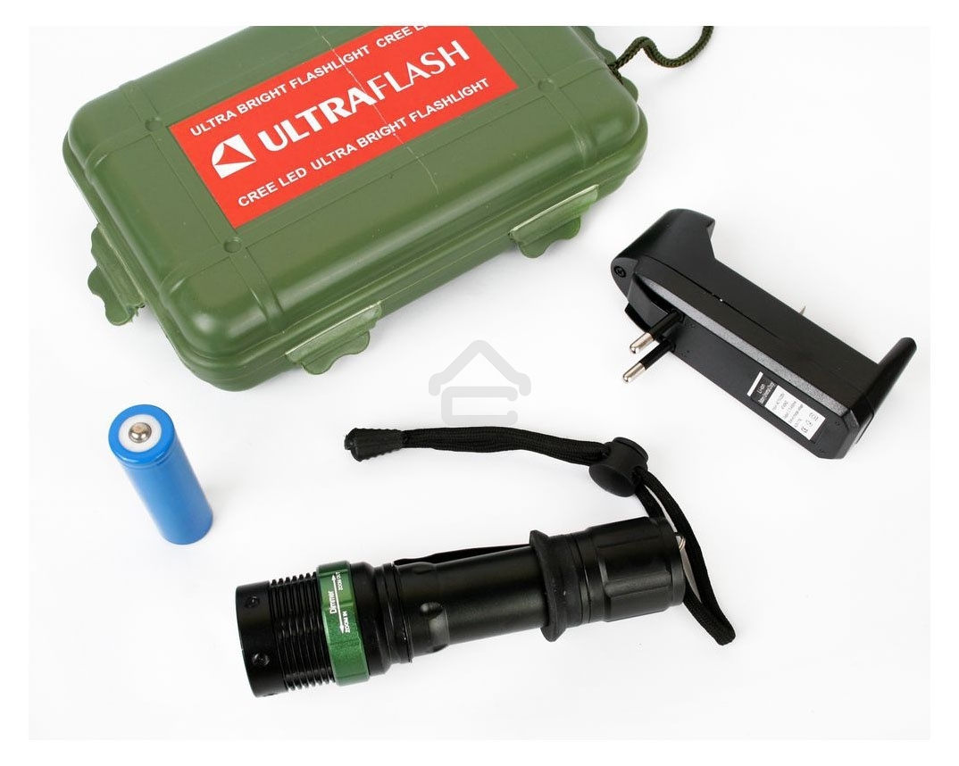 Фонарь Ultraflash E142акку. 220В, черн., CREE 3 ватт, фокус, 3 реж., 18650, пласт. бокс 12187