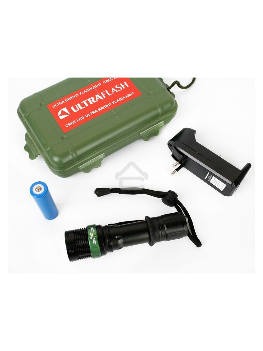 Фонарь Ultraflash E142акку. 220В, черн., CREE 3 ватт, фокус, 3 реж., 18650, пласт. бокс 12187