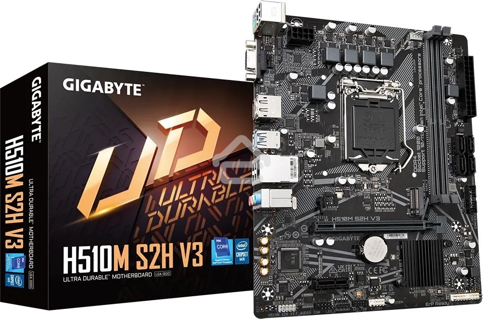 Материнская плата Gigabyte H510M S2H V3 (V2.0), LGA 1200, Intel H470, 2xDDR4, 4xSATA, 1xM.2, 1xPCIe 3.0 x16, 1xDP, 1xHDMI, 1xVGA, 1x 1Gb LAN, 2xUSB-A 3.2 Gen 1, 4xUSB-A 2.0, 3x 3.5 мм, 7.1, mATX