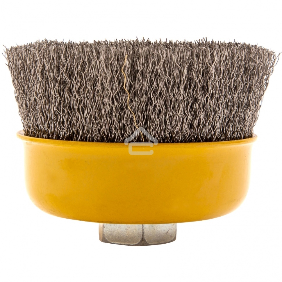Щетка для УШМ Denzel 100 мм, М14, чашка, витая нержавеющая проволока 0,3 мм