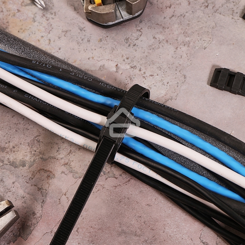 Хомут-стяжкa нейлоновая усиленная с двойным горизонтальным замком Rexant 350x9,0 мм, черная, упаковка 100 шт.