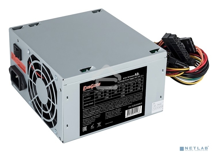 Блок питания ExeGate AB600 (EX292142RUS), 600Вт, 80мм, серый