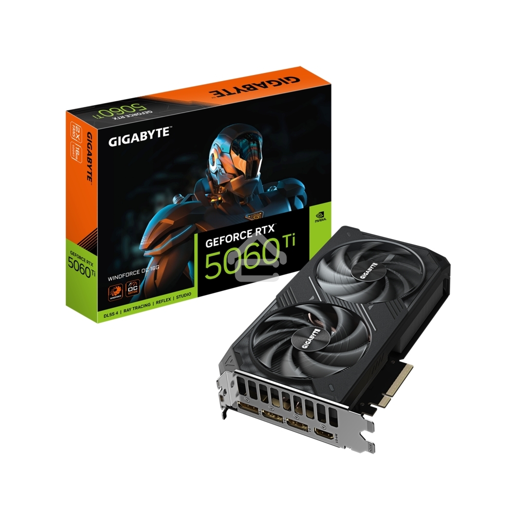 Видеокарта Gigabyte RTX 5060Ti WINDFORCE OC 16Gb GDDR7 128bit 3xDP HDMI 2FAN RTL
