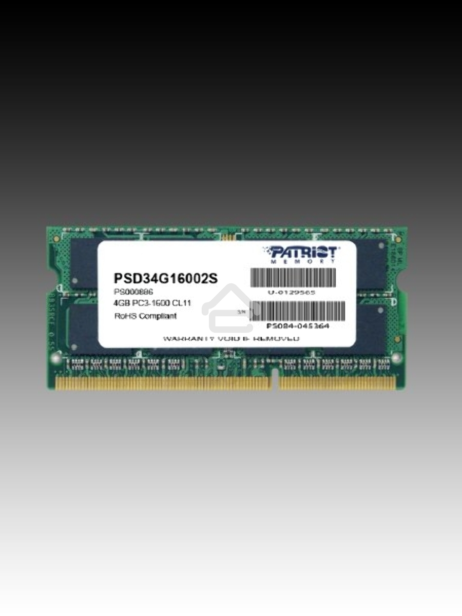 Оперативная память Patriot, DDR3, 4GB (1x4 GB), 1600 MHz, CL11, SO-DIMM