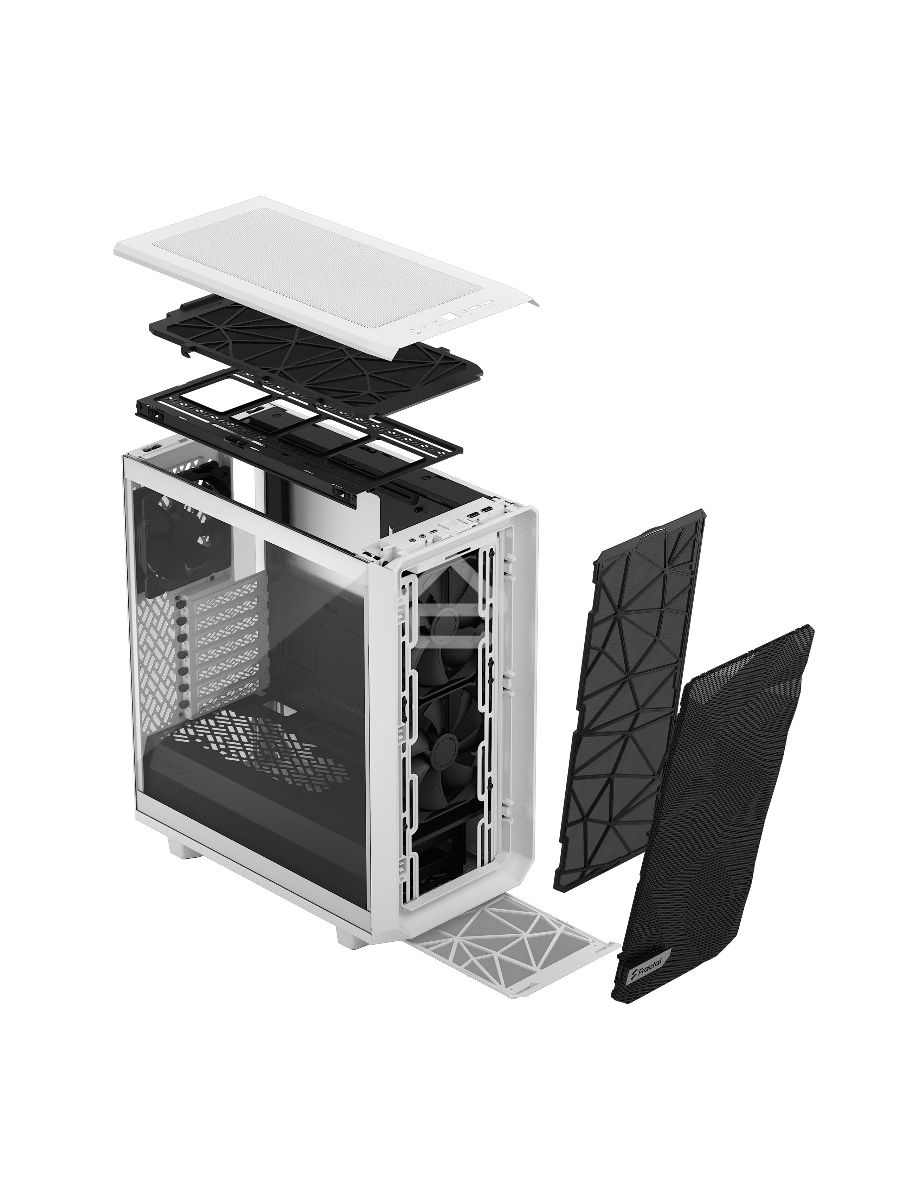 Корпус Fractal Design MESHIFY 2 COMPACT WHITE - TG / ATX, TG / 2x140mm & 1x120mm fans inc. / FD-C-MES2C-05