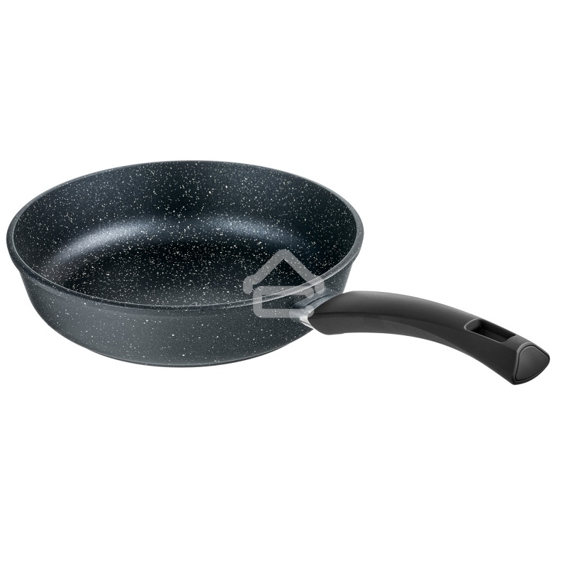 Сковорода Великие Реки Жар-24КП литая, классическая каменная, черное, покрытое дно, прямые борта, ручка soft-touch 24 см