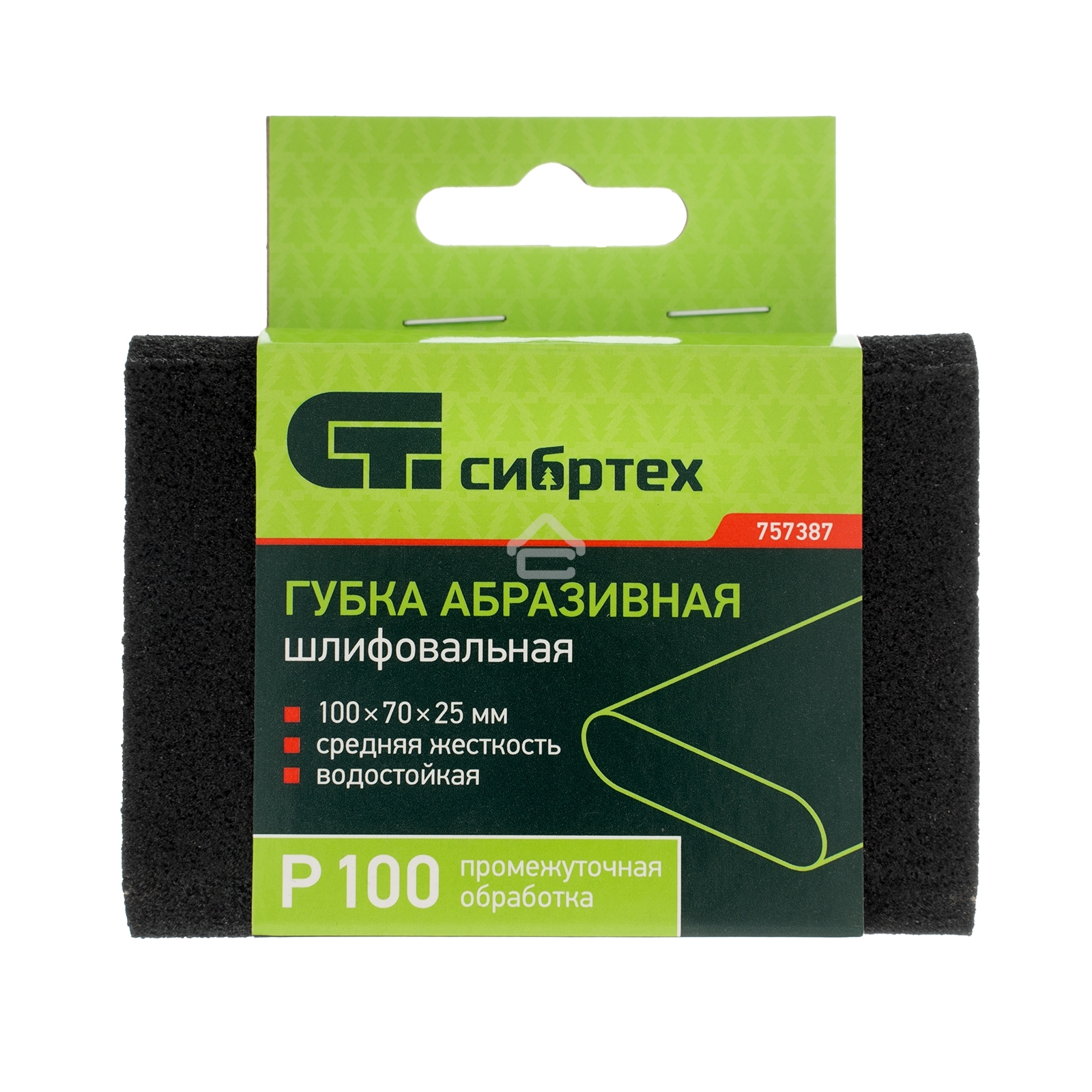 Губка для шлифования Сибртех, 100 х 70 х 25 мм, овал, средняя жесткость, P100