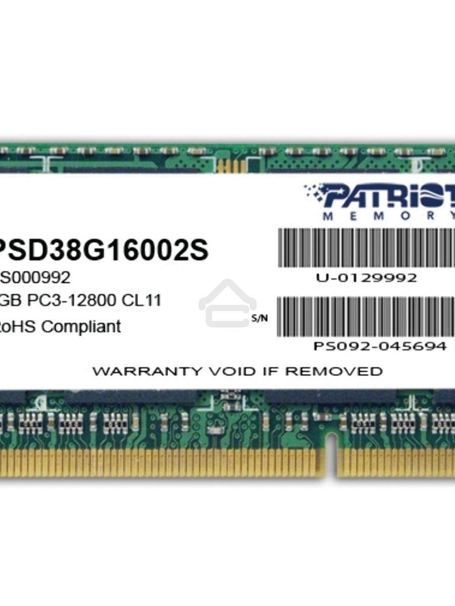 Оперативная память Patriot, DDR3, 8GB (1x8 GB), 1600 MHz, CL11, SO-DIMM