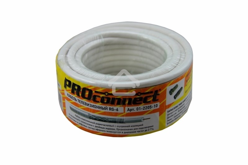 Кабель RG-6U, (48%), 75 Ом, 10м., белый 01-2205-10 PROconnect